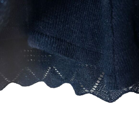 Aryeh Crochet Sweater Mini Dress Wool Blend Metallic Blue A-Line Size S - Picture 12 of 13